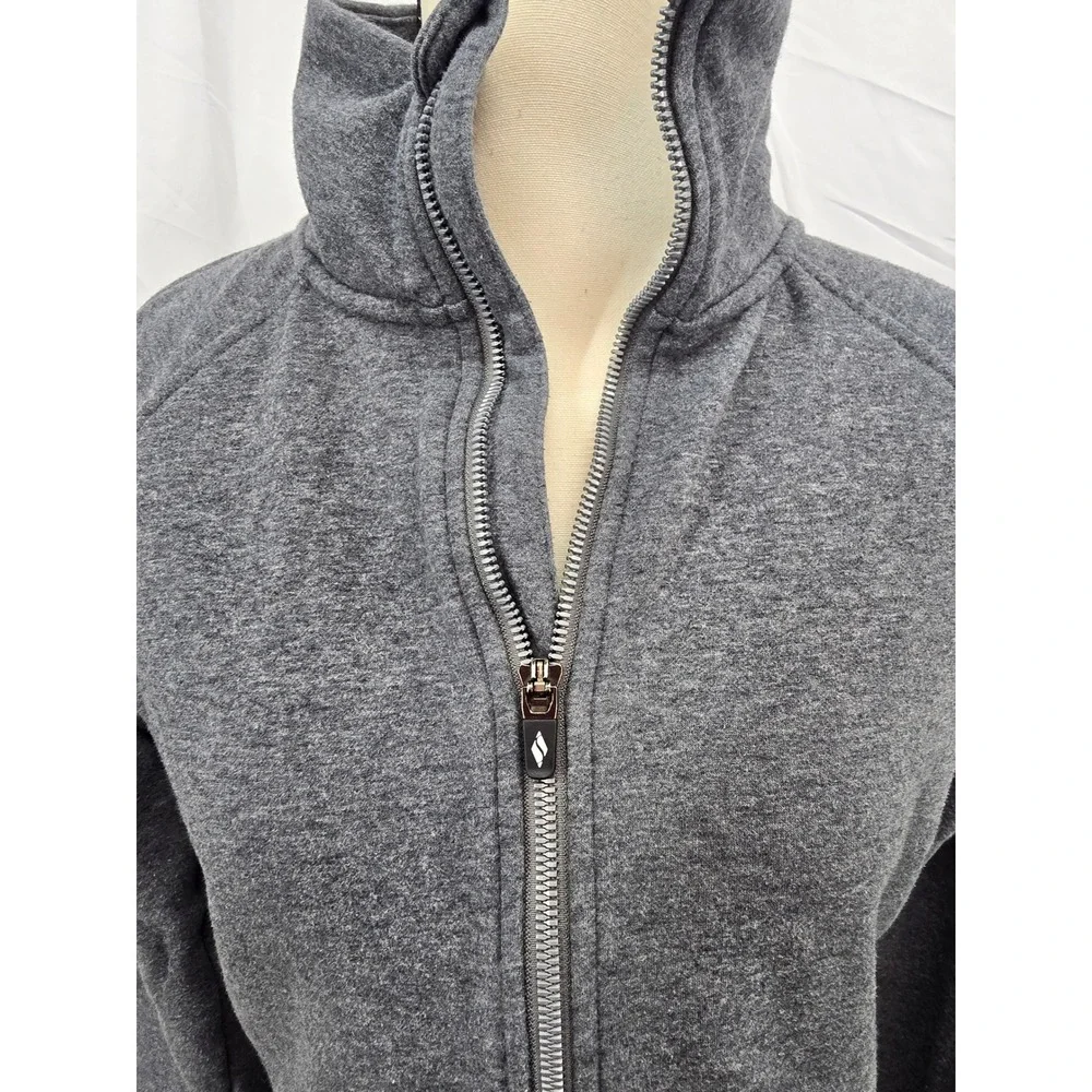 Skechers Los Angeles Womens Medium Gray‎ Full Zip Fleece Jacket Funnel Neck 1228